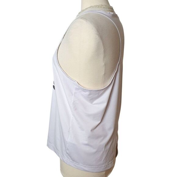 Adidas Womens Racerback Tank L White Primegreen Top Split Back Athletic Workout - Picture 4 of 6